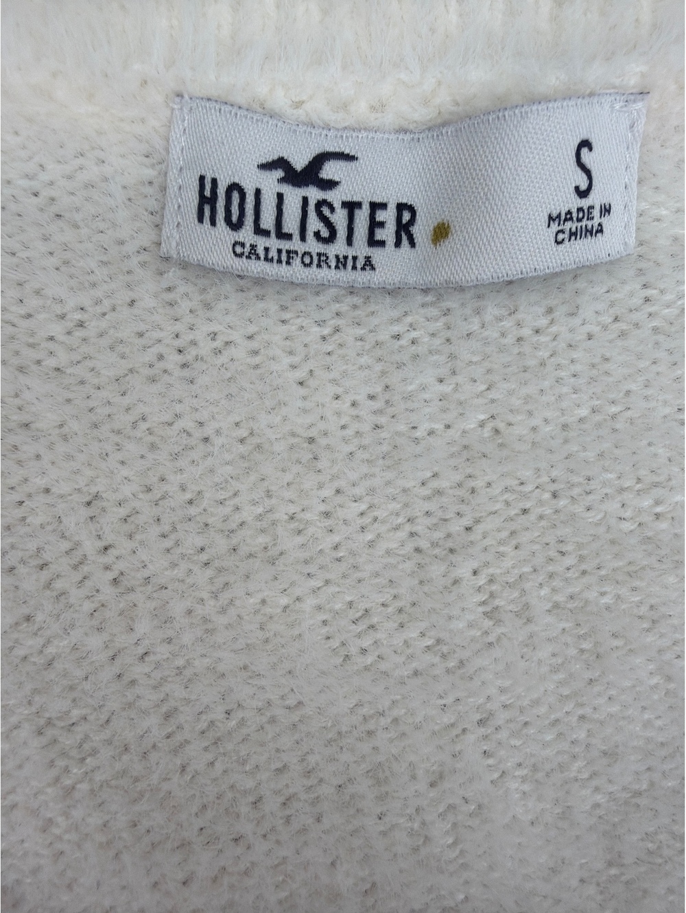 Hollister Women's S Ivory Fuzzy Tie Front Cropped Cardigan Sweater - Picture 7 of 8